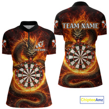 Load image into Gallery viewer, Personalized Red Flaming Dragon Dartboard Women Darts 1/4-Zip Shirt Custom Darts Team Jerseys NYN2582