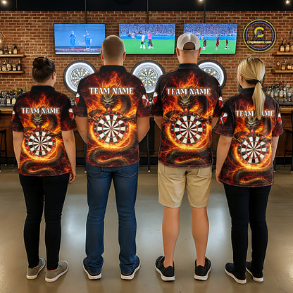 Personalized Red Flaming Dragon Dartboard Women Darts Polo Shirt Custom Darts Team Jerseys NYN2582