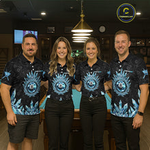 Load image into Gallery viewer, Blue Icy Cold Pool 8 Ball Billiard Polo &amp; 1/4-Zip Shirt For Men Custom Ball Billiard Attire NYN2589