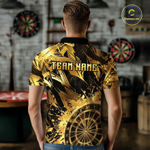 Load image into Gallery viewer, Gold Splatter Dartboard Men Dart Polo &amp; 1/4-Zip Shirt Custom Name Dart Jersey For Darters NYN2965
