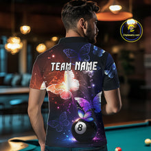Load image into Gallery viewer, Multi-Color Butterfly 8 Ball Pool Polo &amp; 1/4 Zip Shirts For Men Custom Pool Billiard Team Jerseys NYN2972