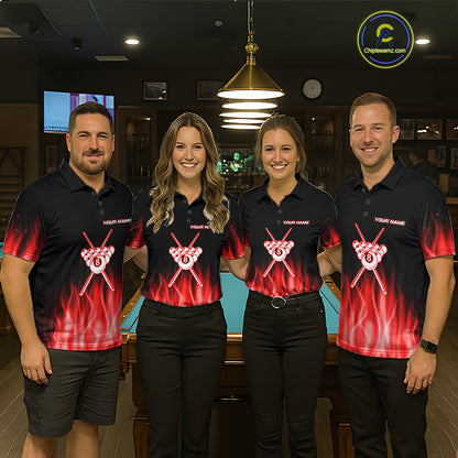 Custom Red Flaming Crown 8 Ball Billiard Shirts For Men Personalized Billiard Attire Gifts NYN2323