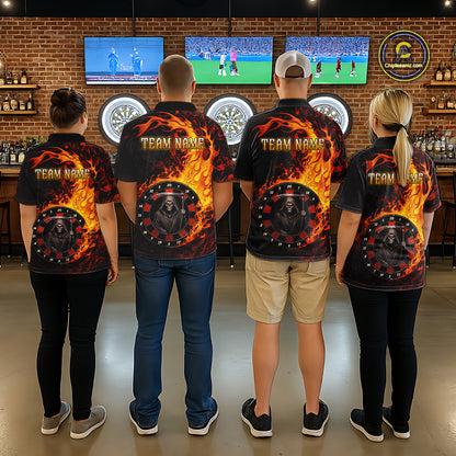 Grim Reaper Red Flaming Dartboard Women Darts Polo Shirt Personalized Grunge Darts Team Jerseys NYN2600