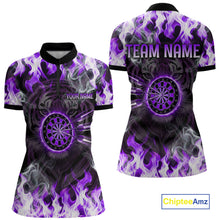Load image into Gallery viewer, Purple Flaming Tiger Women Dart 1/4-Zip Shirts Personalized Name &amp; Team Fire Flame Dart Jerseys NYN2101