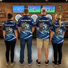 Load image into Gallery viewer, Blue Waving Funny Shark Play Darts Polo &amp; 1/4-Zip Shirt For Men Custom Name Dart Jersey For Darters NYN2977