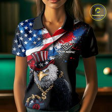 Load image into Gallery viewer, Custom American Flag Splatter Eagle 8 Ball Pool Billiard Shirts For Women Patriotic Billiard Team Jersey NYN2778