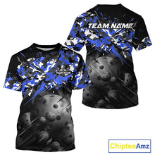 Load image into Gallery viewer, Custom Black &amp; Blue Camo Men Pickleball League Jerseys Grunge Pickleball Paddle Shirts NYN2138