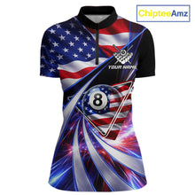 Load image into Gallery viewer, Personalized Colorful Galaxy American Flag 8 Ball Pool Billiard Shirts For Women Billiard Attire Gifts NYN2791