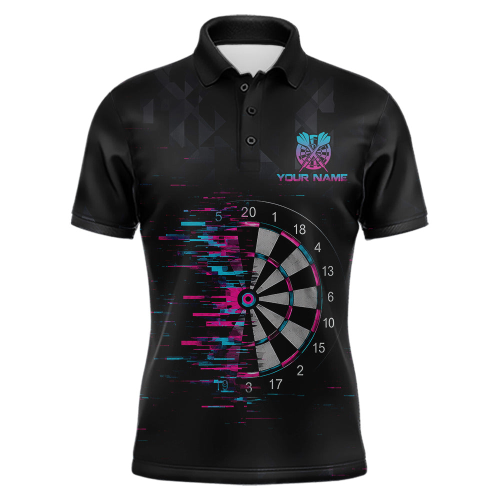 Pink And Blue Strike Dartboard Darts Polo 1/4-Zip Shirt For Men Custom Darts Team Jersey NYN4002