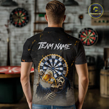 Load image into Gallery viewer, Personalized Funny Grim Reaper Play Darts &amp; Beer Polo &amp; 1/4-Zip Shirts For Men Dart Team Jerseys NYN2815