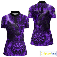 Load image into Gallery viewer, Custom Black Red Flames Wolf Dartboard Dart Women Quarter-Zip Shirt Outfits Dart Jerseys NYN1619