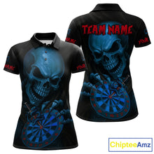 Load image into Gallery viewer, Custom Blood Cobra Blue Dartboard Skeleton Dart Women Polo Jerseys Dart Team Shirt NYN1653