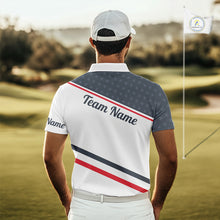 Load image into Gallery viewer, Mens Golf Polo Shirt Custom American Flag White Golf Shirt Patriotic Polo Team Clothing Attire NYN2852