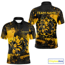Load image into Gallery viewer, Black And Yellow Grunge Funny Bee Darts Polo &amp; 1/4 Zip For Men Personalized Dart Team Shirts NYN3237