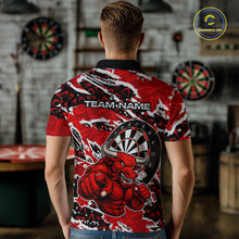 Load image into Gallery viewer, Personalized Men Darts Bull Grunge Red Polo Shirt Custom Name Polo 1/4-Zip Shirt Gift For Darters NYN2856