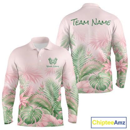 Personalized Green And Pink Tropical Pattern Custom Golf Polo Shirt For Men Golf Team Clothes NYN2864