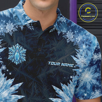Icy Mens Bowling Shirts Custom Snowflake Icy Bowling Ball And Pins Team League Bowler Jerseys NYN3070