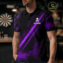 Load image into Gallery viewer, Custom Silver Skull Dartboard Lightning Purple Dart Men Polo Jerseys Outfits Dart Shirt NYN1711