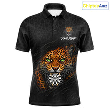 Load image into Gallery viewer, Leopard Pattern Funny Tiger men's darts polo shirt, custom scratch dartboard jersey, personalized dart team uniform, tournament darts apparel