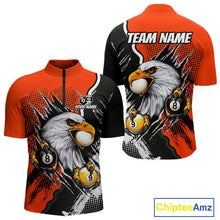 Load image into Gallery viewer, Black and orange claw 8 ball and 9 ball billiard 1/4-zip shirt for men