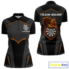 Load image into Gallery viewer, Custom Orange Turkey Autumn Funny Dart 1/4-Zip Shirt For Women Thanksgiving Dart Team Jersey NYN1498