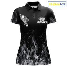 Load image into Gallery viewer, Grey Skeleton Play Pool Billiard Shirt For Women Custom Fire Flame Billiard Jersey, Billiards Gifts NYN3139