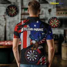 Load image into Gallery viewer, Red, Black And Blue American Flag Eagle Darts Shirts For Men Custom Patriotic Darts Team Jersey NYN3351