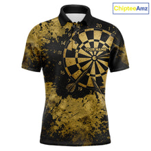 Load image into Gallery viewer, Personalized Grunge Gold Dartboard Men Dart Shirt Custom Name Dart Team Jersey For Darters NYN2968