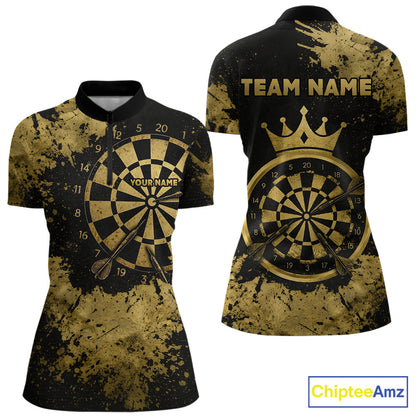 Personalized Grunge Gold Dartboard Women Dart Shirt Custom Name Dart Team Jersey For Darters NYN2968