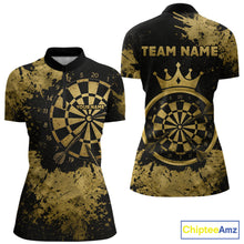 Load image into Gallery viewer, Personalized Grunge Gold Dartboard Women Dart Shirt Custom Name Dart Team Jersey For Darters NYN2968