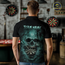 Load image into Gallery viewer, Cracked Grunge Teal Smokes Skull Dartboard Men Darts Polo Shirt Personalized Darts Team Jerseys NYN2598