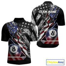 Load image into Gallery viewer, Personalized Smoke US Flag Billiard 8 Ball Pool Shirt For Men Custom Patriotic Billiard Team Appeal NYN2768