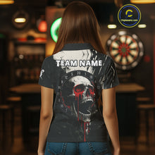Load image into Gallery viewer, Custom Black Red Dripping Skull Dartboard Dart Men Polo Shirt Grunge Dart Jerseys NYN1563