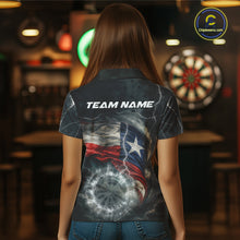 Load image into Gallery viewer, Custom Texas Flag Tornado White Thunder Darts Women Polo &amp; 1/4-Zip Shirts Dart Team Jerseys NYN2808