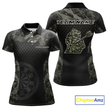 Load image into Gallery viewer, Personalized Black Dartboard Camouflage Darts Polo &amp; 1/4-Zip Shirts For Women Dart Team Jerseys NYN2816