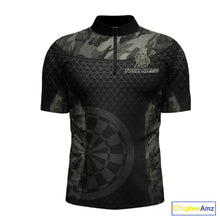 Load image into Gallery viewer, Personalized Black Dartboard Camouflage Darts Polo &amp; 1/4-Zip Shirts For Men Dart Team Jerseys NYN2816
