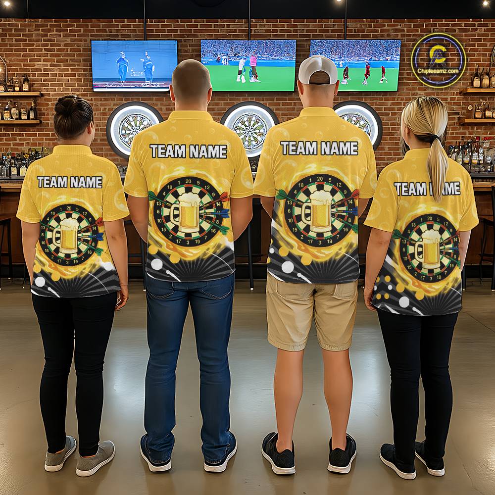 Personalized Play Darts And Cheer Beers Men Darts Quarter-Zip Shirts Funny Dart League Jerseys NYN2184