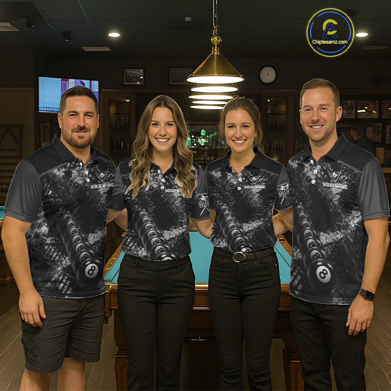 Aim Shoot Swear Repeat Holding 8 Ball Pool Women Billiard Team Shirt Custom Ball Billiards Apparel NYN2467