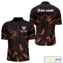Load image into Gallery viewer, Custom Black-Orange Wolf Grunge Dart 1/4-Zip Jersey For Men Horror Grunge Dart Team Jerseys NYN1404