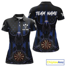 Load image into Gallery viewer, Blue Gothic Eagle Skull Dartboard Custom Women Darts Quarter-Zip Shirt Grunge US Flag Dart Jerseys NYN1944