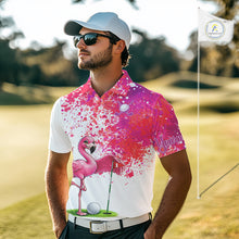 Load image into Gallery viewer, Funny Mens Golf Polo Shirt Custom Winner Flamingo Pink Splatter Golf Clothing Shirts, Golf Gifts NYN2875