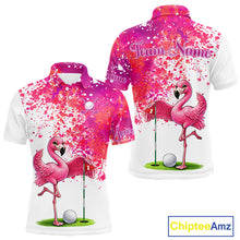 Load image into Gallery viewer, Funny Mens Golf Polo Shirt Custom Winner Flamingo Pink Splatter Golf Clothing Shirts, Golf Gifts NYN2875