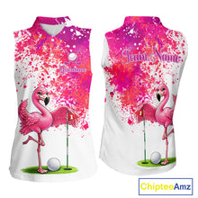 Load image into Gallery viewer, Funny Women Golf Sleeveless Polo Shirt Custom Winner Flamingo Pink Splatter Golf Clothing Shirts, Golf Gifts NYN2875