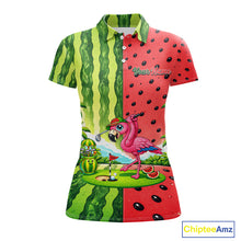Load image into Gallery viewer, Funny Watermelon Polo Shirt Womens Golf Polo Shirts Custom Tropical Pattern Flamingo Golf Shirts NYN2878