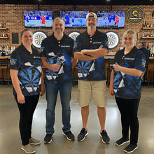 Load image into Gallery viewer, Custom Grunge Blue Torn Darts Polo &amp; Quarter-Zip For Women Blue Spatter Outfit Dart Team Jerseys NYN2903