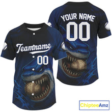 Load image into Gallery viewer, Custom Blue Funny Shark Baseball Ball Shirt For Men Horror Grunge Baseball Jerseys NYN1503