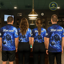 Load image into Gallery viewer, Thunder Lightning Blue Funny Bull 8 Ball Pool Men Billiard Shirt Custom Billiard Team Attire NYN2732