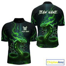 Load image into Gallery viewer, Custom Green Smokes Funny Cobra Dartboard Men Darts Quarter-Zip Shirt, Outfits Dart Jerseys NYN1813