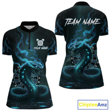 Load image into Gallery viewer, Custom Turquoise Smokes Funny Cobra Dartboard Women Darts Quarter-Zip Shirt, Outfits Dart Jerseys NYN1815