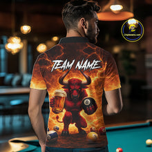 Load image into Gallery viewer, Yellow Lightning Funny Bull Pool 8 Ball Men Billiard Polo &amp; 1/4-Zip Shirt Custom Billiard Attire NYN2606
